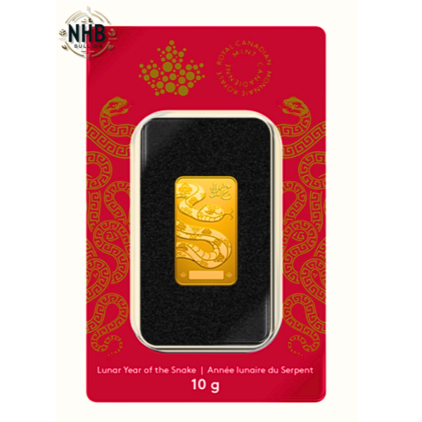 10 Gram 2025 Lunar Year of The Snake RCM Gold Bar