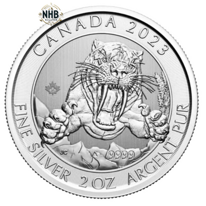 2 oz  Smilodon Sabre-Toothed Cat Silver Coin (2023)