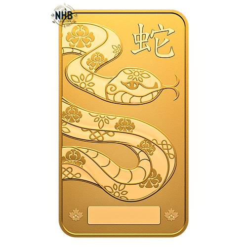 1 oz 2025 Lunar Year of The Snake RCM Gold Bar