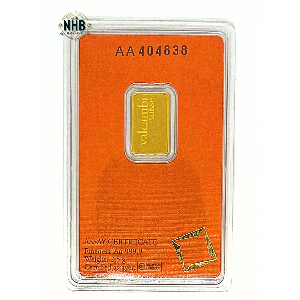 2.5 gram Valcambi Gold Bar